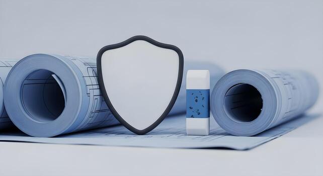 Eraser shield and soft eraser on vellum with crisp edgesing, deep focus, sharp textures, clean, brand-neutral composition. photo