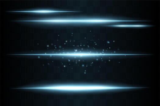 Set of glowing light effects on dark background vector