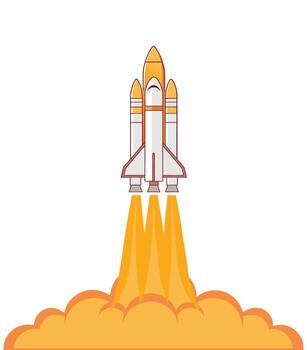 Rocket launch on white background vector