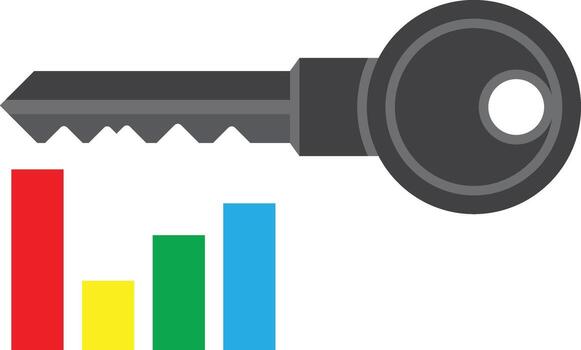 aislado llave y bar gráfico ilustración representando negocio analítica y datos análisis vector