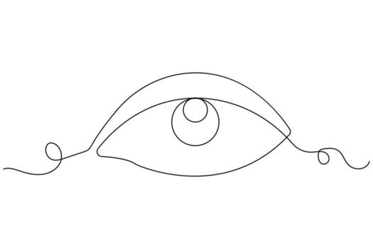 Eye continuous one line drawing and minimalist style isolate outline vector