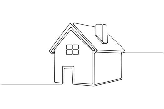 Simple continuous line drawing of a tiny home vector