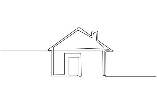 Minimalist one line drawing of a simple house vector