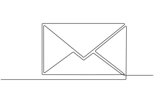 Simple line drawing of a mail envelope vector