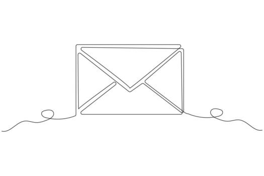 Minimalist one line drawing of an invitation envelope vector