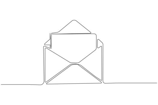 Minimalist one line drawing of an envelope for a card vector