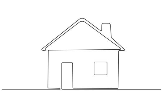 Continuous line drawing of a blank house vector