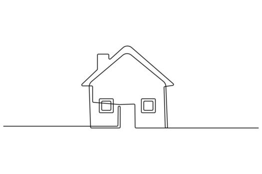 sencillo continuo línea dibujo de un familia hogar vector