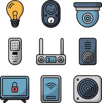 illustration of a set of wireless communication icons for mobile and internet technology vector
