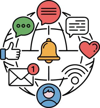 Social network icons concept with connection symbols and web media design illustrations vector