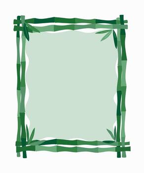 Bamboo. Vertical plant nature background, photo frame. Frame, border with stems and leaves. Banner with place for text. vector