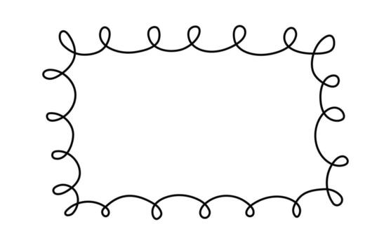 Abstract banner, simple frame, border with space for text. Spiral, lines, curls. Drawing, hand drawn, black and white isolated background. vector