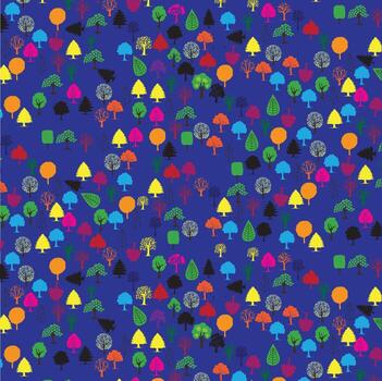 un vistoso modelo de arboles y hojas en un azul antecedentes vector