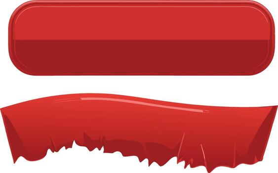 Red Glossy Ribbon Banner and Wavy Fabric Element label vector
