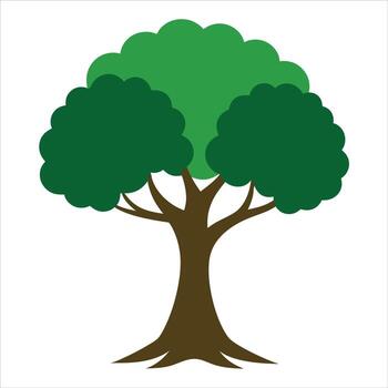 Stylized Green Tree with Brown Trunk and Branches nature vector