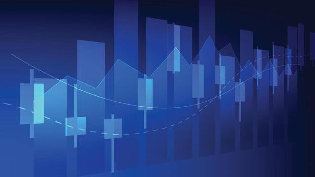 Stock market trend analysis in blue vector