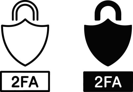 Two factor authentication icons shield and lock symbol vector