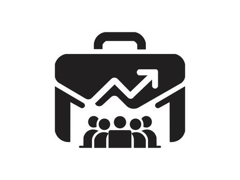 Briefcase with graph and people isolated vector