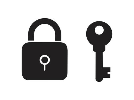 Illustration of a lock and key isolated on white background vector