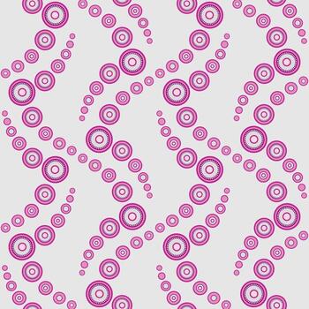resumen geometría sin costura modelo de muchos círculos ondulado ornamento de rosado anillos en gris antecedentes. estilizado burbuja camino diseño vector