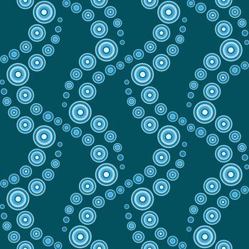 resumen geometría sin costura modelo de muchos círculos ondulado ornamento de ligero azul anillos en turquesa antecedentes. estilizado burbuja camino diseño vector