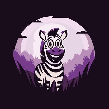 Smiling zebra in purple vector