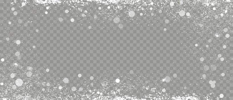 Ice Frozen Effect Frame With Snowflakes Border. Winter Snowy Frozen Window Frame Template. vector