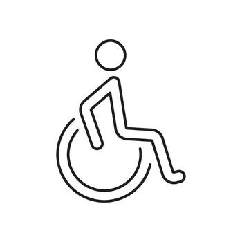 Wheelchair Accessibility Line Icon. Disability Access And Inclusivity Symbol. Universal Design For Public Spaces. Editable Stroke. Isolated Illustration vector
