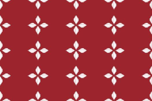 Red color background wallpaper with ethnic ikat design pattern. vector