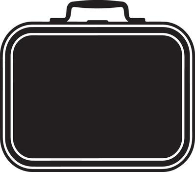 sencillo negro silueta de un rectangular caja de almuerzo con un redondeado parte superior encargarse de aislado en blanco antecedentes vector