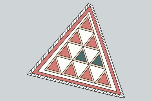 Intricate triangular geometric pattern featuring red white and green triangles vector