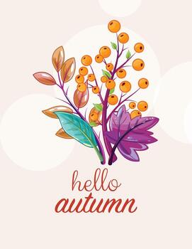 Festive botanical composition, orange berries, elegant script text. Autumn nature illustration for print, branding, or invitations. vector