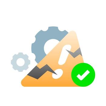 ilustración de resuelto riesgo, riesgo gestión, y exitoso problema resolución. para conceptos de seguridad, la seguridad garantía, negocio riesgo control, calidad gestión, y solución de problemas soluciones vector