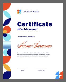 Certificate of achievement with geometric pattern vector