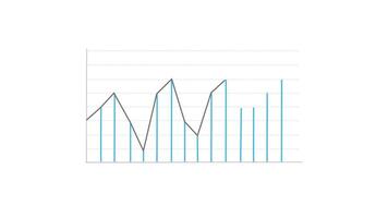 animado financeiro crescimento gráfico com 2 tendência linha gráfico. crescimento Barra gráfico do economia. linha gráfico isolado em branco fundo. video