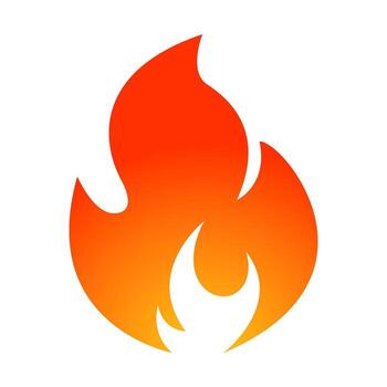 Fire flame design template. Isolated fire icon with flames symbol on transparent background. Perfect for safety signs, warnings, energy, heating, and creative design projects. vector