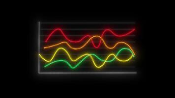 animado financiero crecimiento gráfico con 2 tendencia línea grafico. crecimiento bar gráfico de economía en negro antecedentes. brillante múltiple línea grafico cuadro. video