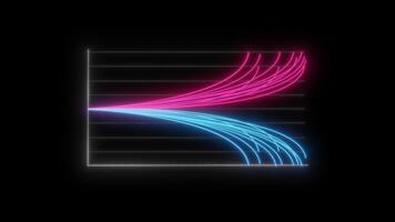 animerad finansiell tillväxt Diagram med 2 trend linje Graf. tillväxt bar Diagram av ekonomi på svart bakgrund. flera olika linje Graf Diagram. video