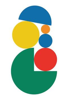 Design wall art semi circle and circle stack bold retro vector