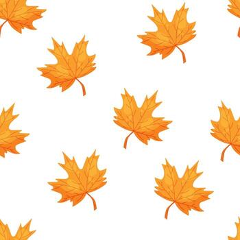 Seamless pattern with orange maple leaves vector