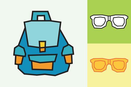 Bag Icon made in Cutout and Flat Design and Thick Line Art in Three Color Style vector