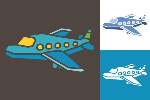 Plane Colored Filled Icon made in Cutout and Flat Design in Three Color Style vector