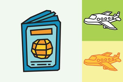 Passport Icon made in Cutout and Flat Design and Thick Line Art in Three Color Style vector