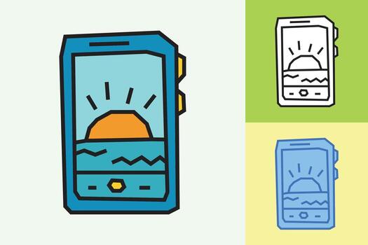 Smartphone Icon made in Cutout and Flat Design and Thick Line Art in Three Color Style vector