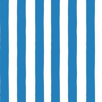 Hand drawn seamless pattern with vertical blue and white stripes in irregular design. Concept of textile, nautical style and simple decorative background vector
