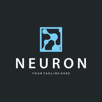 Neuron logo design concept of neuronal cell dna molecule atom with simple minimalist as icon symbol illustration template vector
