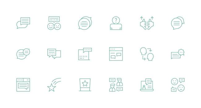 18 Minimal Line Style Icons from User Feedback Collection Scalable Icon Pack vector
