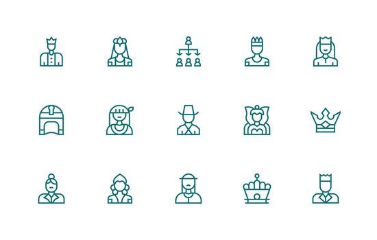 Leader Icon Set with 15 Regular Line Graphics Simple Icons for Interface and Wireframes vector