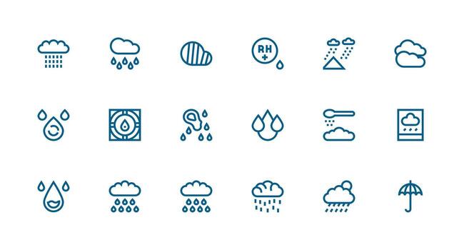 Strong Stroke Line Icons from Humidity Set with 18 Vectors Basic Icon Series
