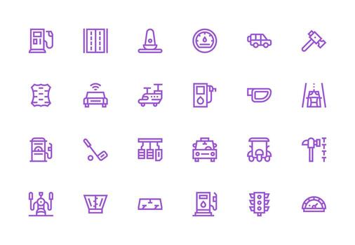 grueso línea línea íconos desde conducción conjunto con 24 vectores ui y ux enfocado icono colección